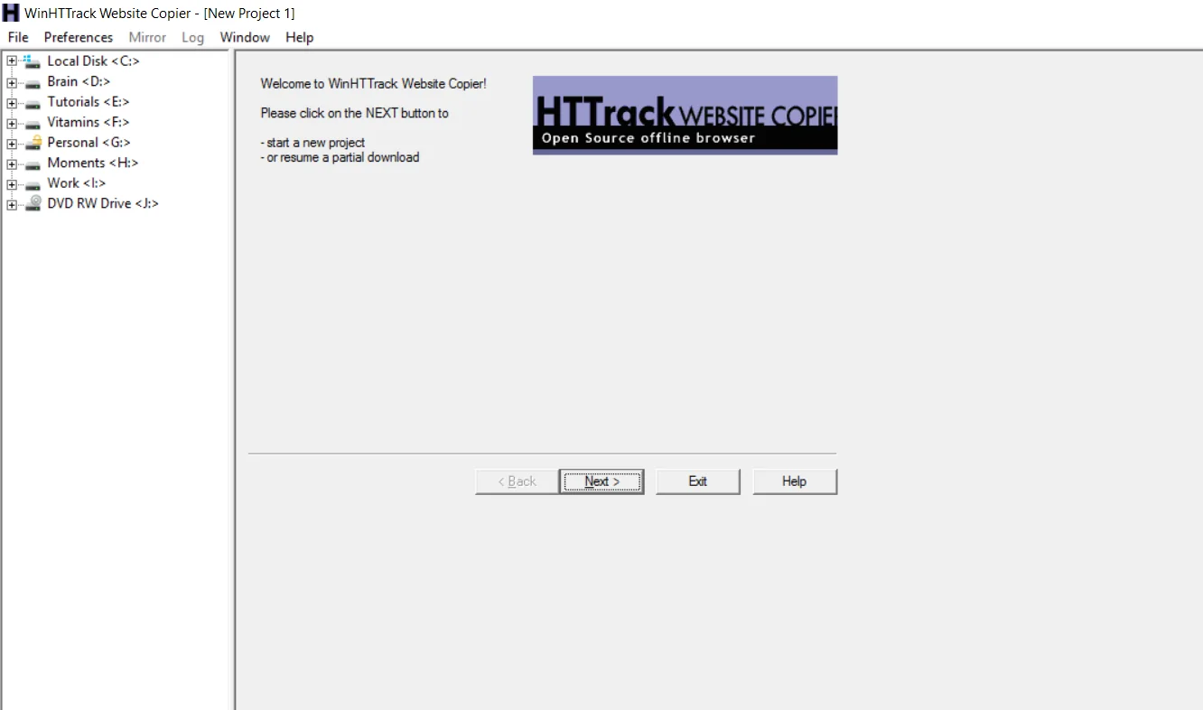 How to copy or download a website using HTTrack