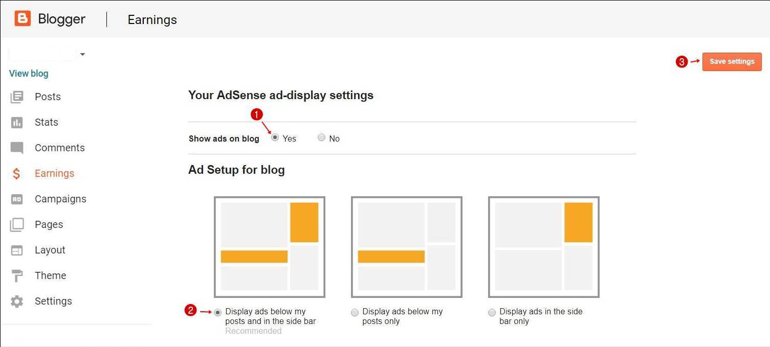 How To Put AdSense Ads On A Blogger Blog - Study Warehouse